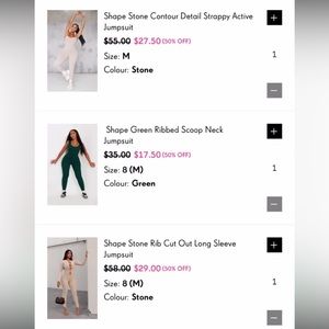 Full bodysuits Pretty little Thing. Size L/12 Black, blue, beige, & olive green